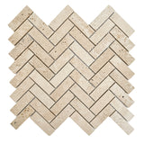 Herringbone Rome Natural Travertine Mosaic Tile Honed 325x305