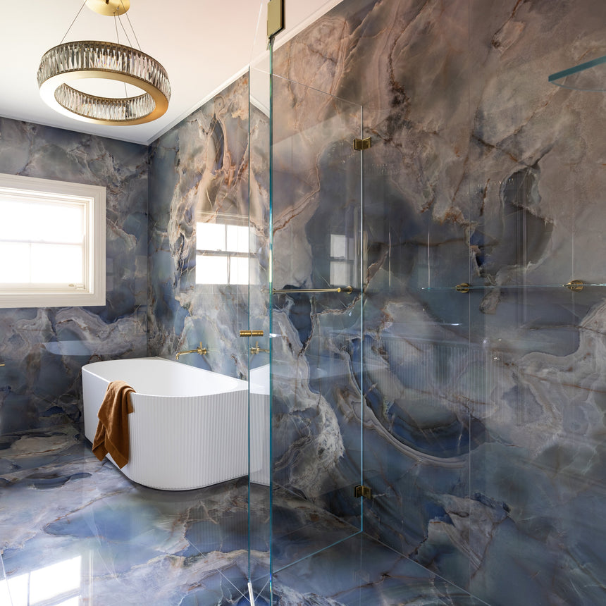 Onice Reale Gemstone 600x1200mm Polished Onyx Marble Look Porcelain  Tile
