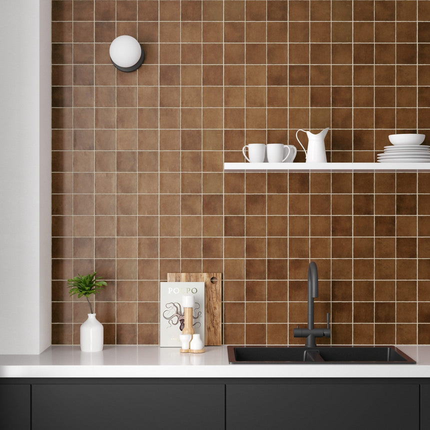 International MTC Majorca Mattone Matt 100x100mm tiles in an interior setting