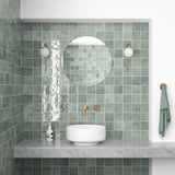International MTC Majorca Mint Gloss 100x100mm tiles in an interior setting