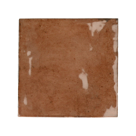 Majorca Mattone Gloss porcelain 100x100mm square tile, full tile on white background