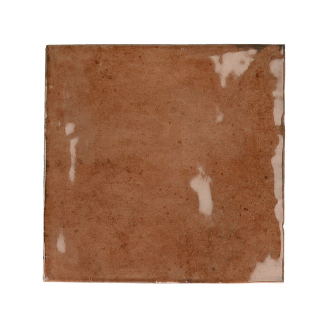 Majorca Mattone Gloss porcelain 100x100mm square tile, full tile on white background