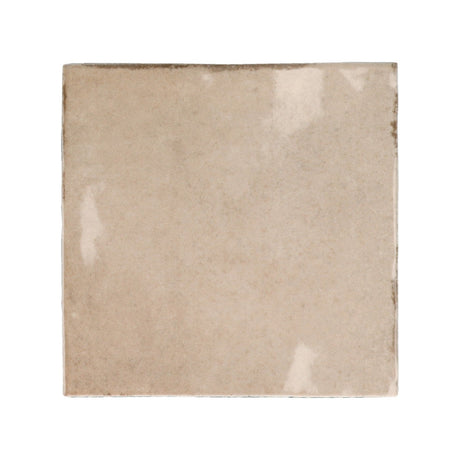 Majorca Taupe Gloss porcelain 100x100mm square tile, full tile on white background