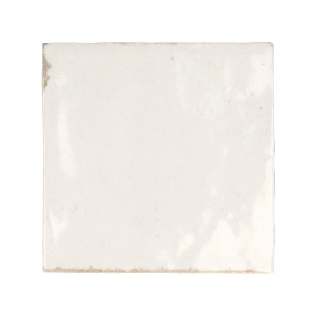 Majorca White Gloss porcelain 100x100mm square tile, full tile on white background