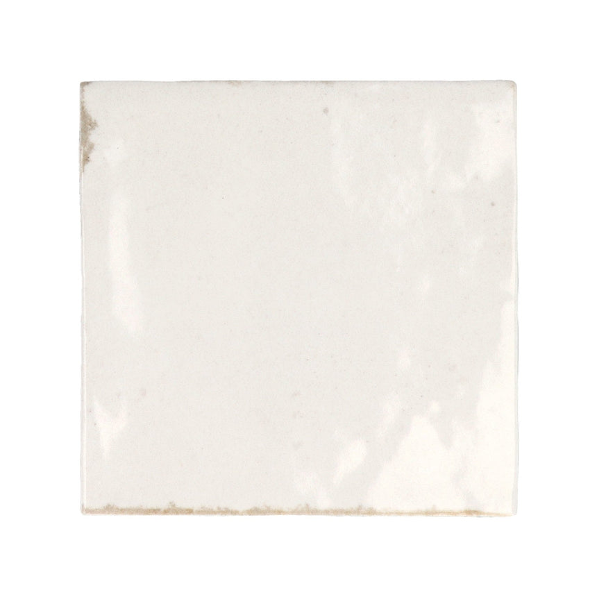 Majorca White Gloss porcelain 100x100mm square tile, full tile on white background