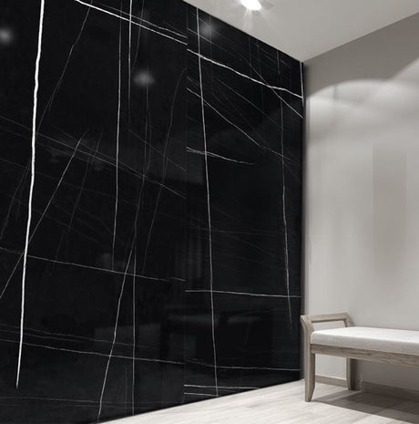 Superb Marble Marquina Black 1200x1200mm Marble Look Tile