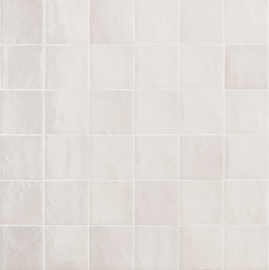 Mélange Bianco Gloss 100x100mm Handmade Look White Ceramic Tile