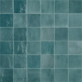 Mélange Teal Gloss 100x100mm Handmade Look Teal Green Ceramic Tile
