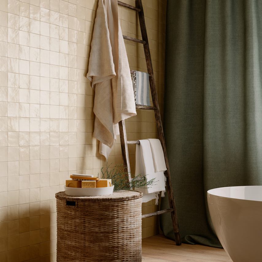 Mélange Beige Gloss 100x100mm Handmade Look Beige Ceramic Tile