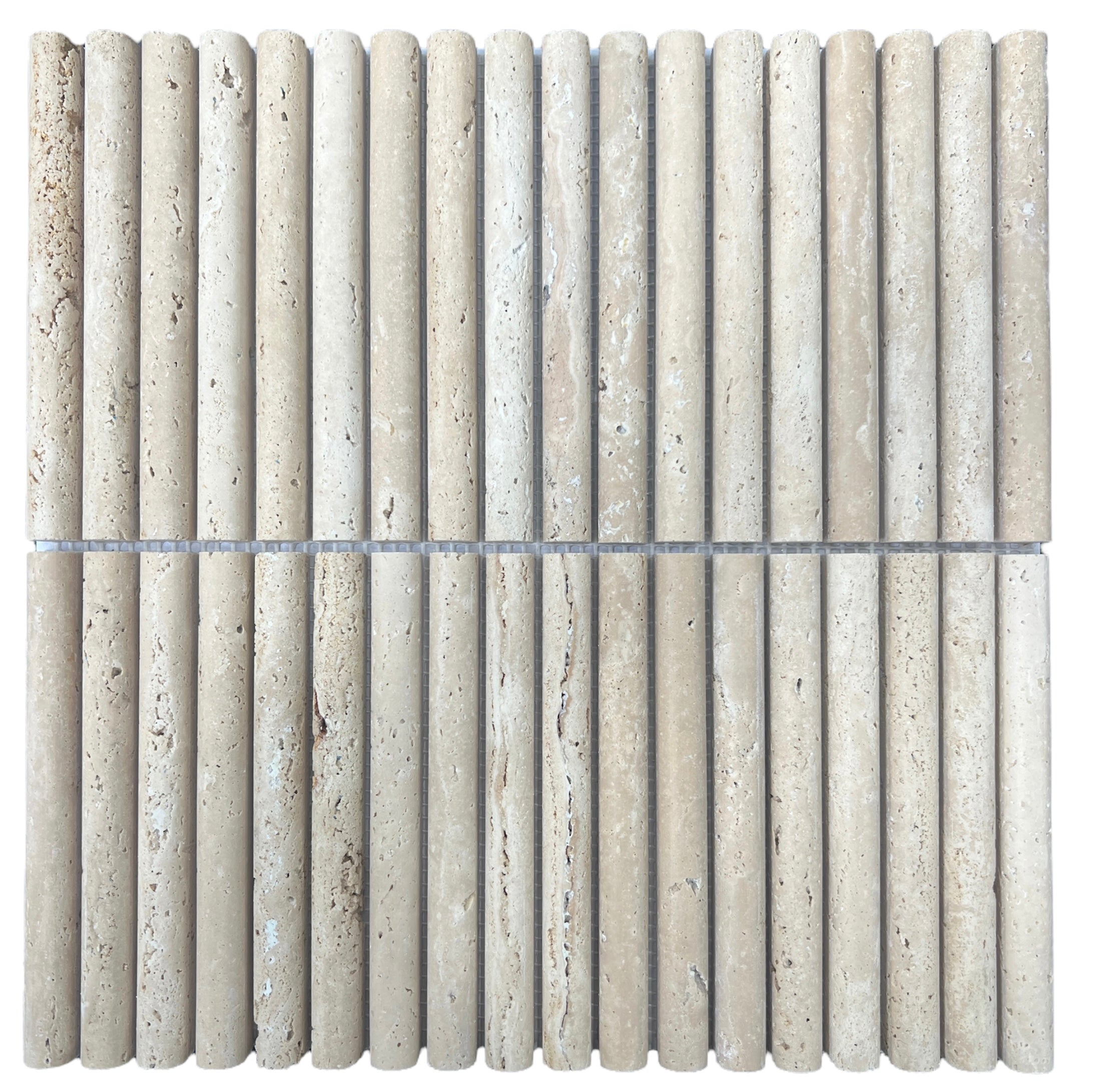 Mini Bamboo Rome Natural Travertine Mosaic Tile Honed 305x305