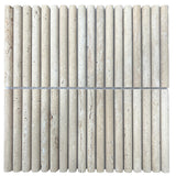 Mini Bamboo Rome Natural Travertine Mosaic Tile Honed 305x305