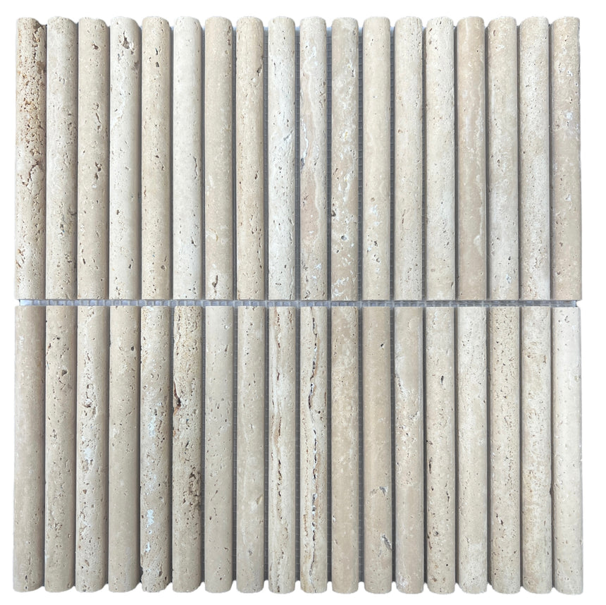 Mini Bamboo Rome Natural Travertine Mosaic Tile Honed 305x305