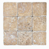 Noce Travertine Tumbled Natural Stone Square Tile 100x100mm