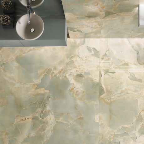 Onice Reale Jade 600x1200mm Polished Onyx Marble Look Porcelain  Tile