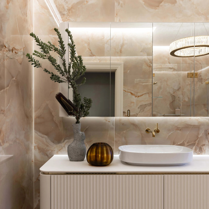 Onice Reale Amber 600x1200mm Polished Onyx Marble Look Porcelain  Tile