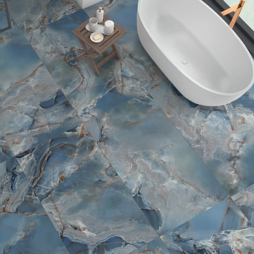 Onice Reale Gemstone 600x1200mm Polished Onyx Marble Look Porcelain  Tile