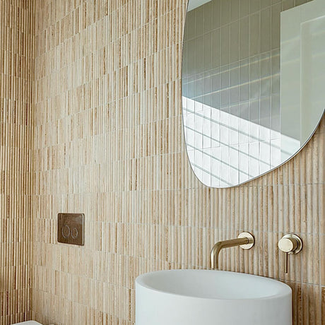Mini Bamboo Rome Natural Travertine Mosaic Tile Honed 305x305