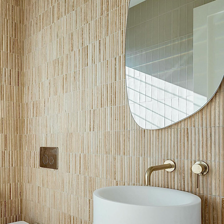 Mini Bamboo Rome Natural Travertine Mosaic Tile Honed 305x305
