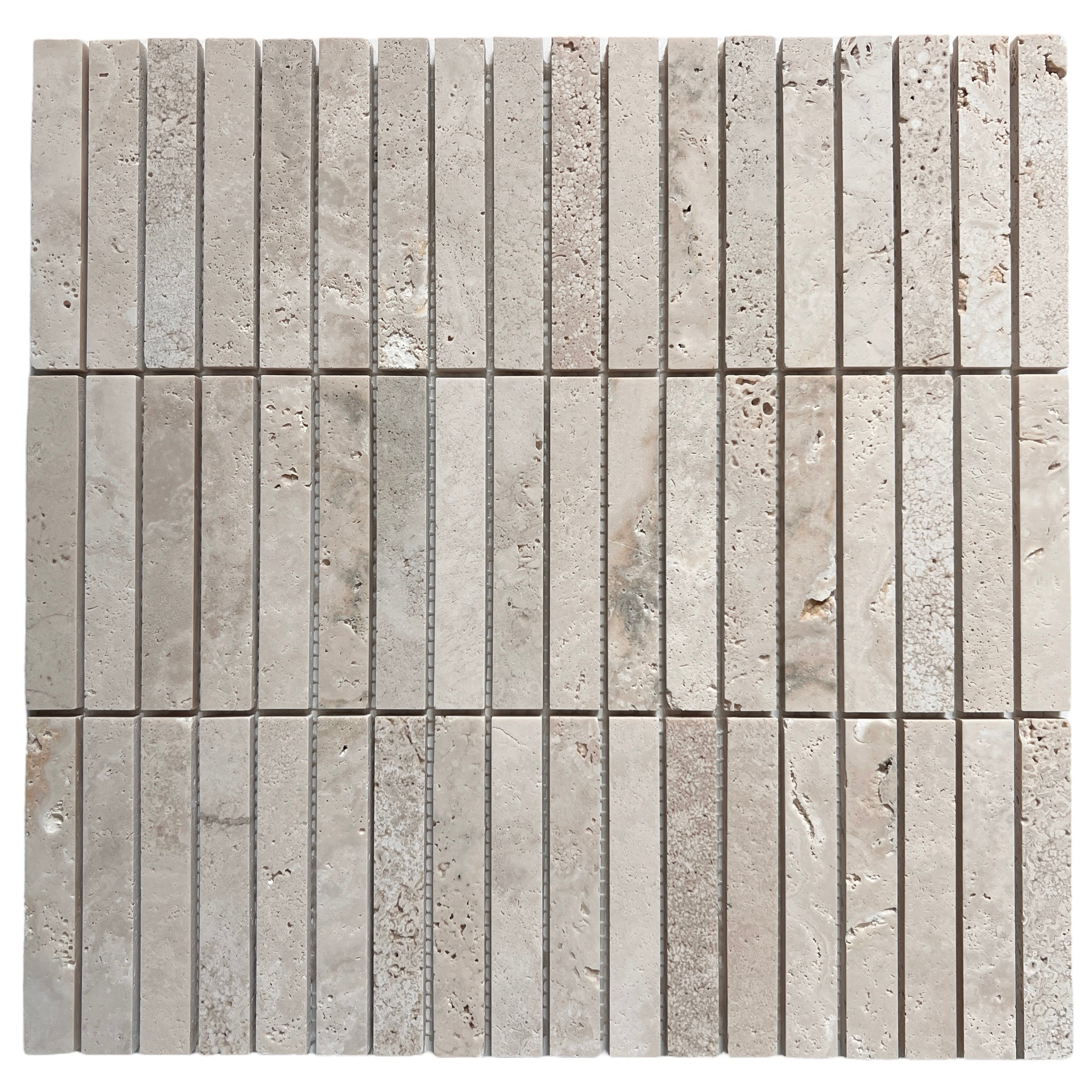 Concave Rome Stack Natural Travertine Mosaic Tile Honed 292x318