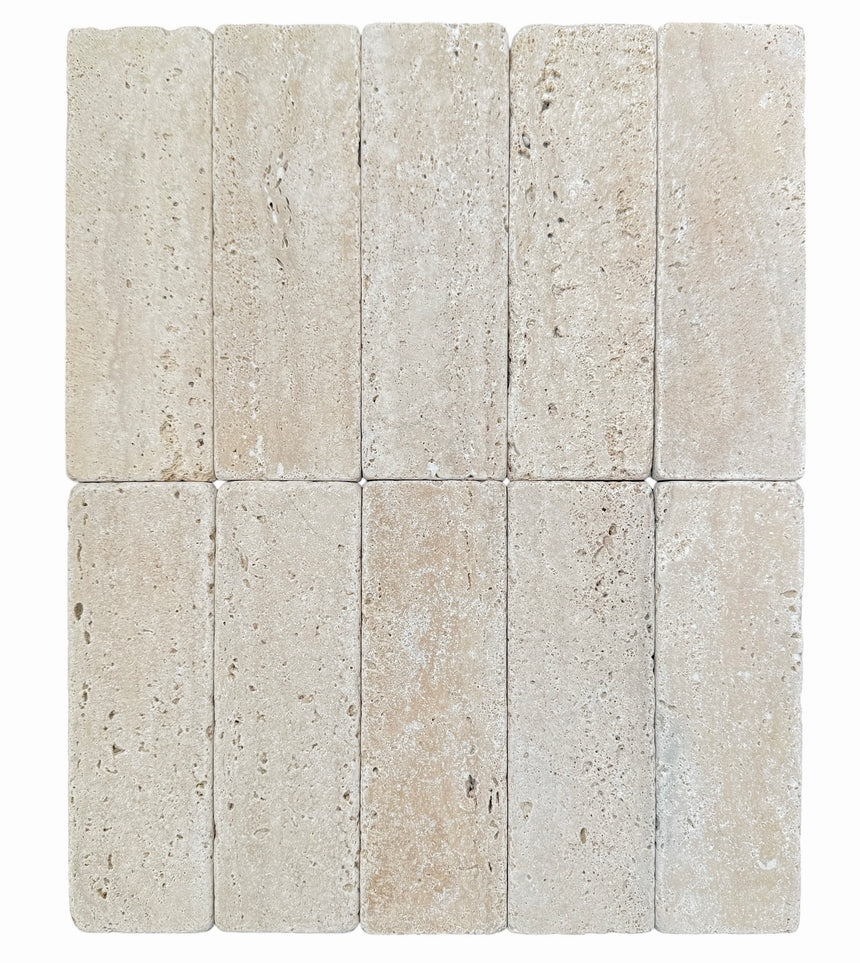 Rome Subway Natural Travertine Mosaic Tile Honed 200x65