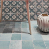 Marlow Seafoam Green Matte 115x115mm Encaustic Look Tile