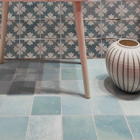Marlow Seafoam Green Matte 115x115mm Encaustic Look Tile