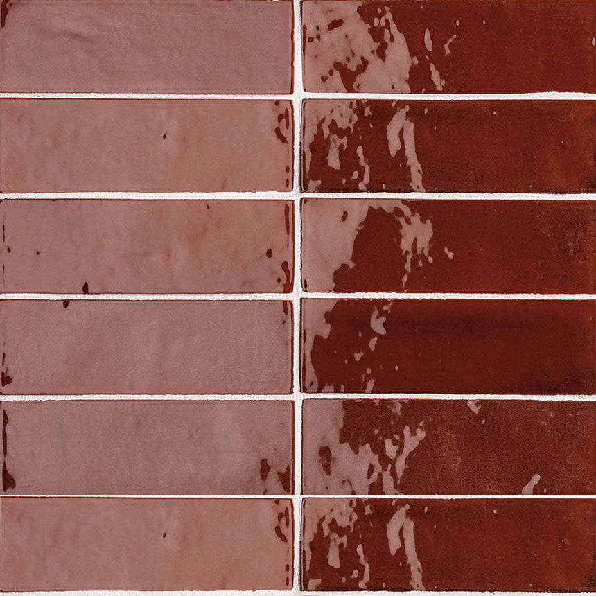 T-Brick Vivid Ruby Gloss 52x160mm Handmade Look Ceramic Subway Tile