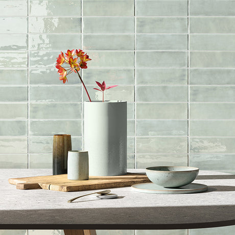 T-Brick Aquamarine Gloss 52x160mm Handmade Look Ceramic Subway Tile