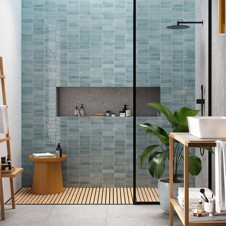T-Brick Cerulean Gloss 52x160mm Handmade Look Ceramic Subway Tile