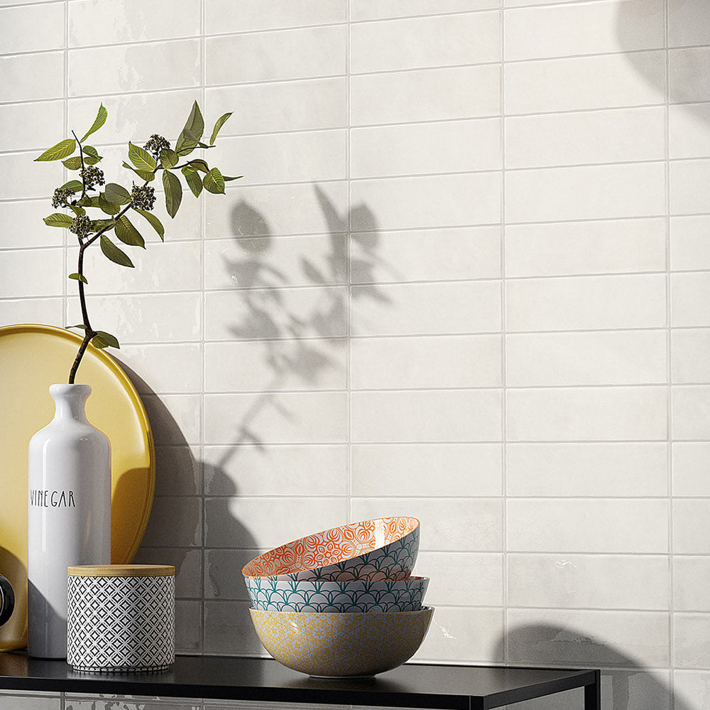 T-Brick Coconut Gloss 52x160mm Handmade Look Ceramic Subway Tile