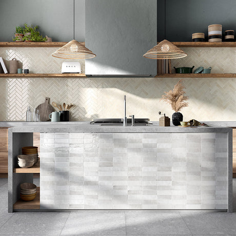 T-Brick Seashell Gloss 52x160mm Handmade Look Ceramic Subway Tile