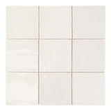 Tabarca Blanco Gloss 150x150mm Large Square Handmade Look White Tile