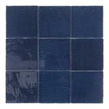 Tabarca Marino Gloss 150x150mm Large Square Handmade Look Navy Blue Tile