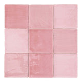 Tabarca Rosa Gloss 150x150mm Large Square Handmade Look Pink Tile