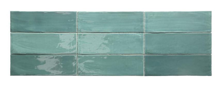 Tabarca Turquesa Gloss 75x230mm Handmade Look Turquoise Subway Tile