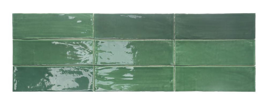 Tabarca Verde Gloss 75x230mm Handmade Look Green Subway Tile