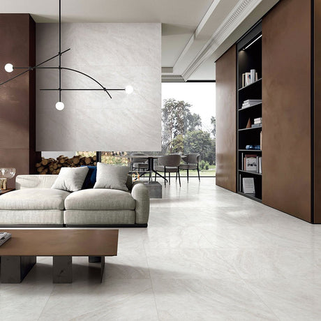 Taj Mahal Bianco SilkTec 600x600mm Marble Look Porcelain Tile