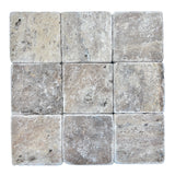 Silver Travertine Tumbled Natural Stone Square Tile 100x100mm