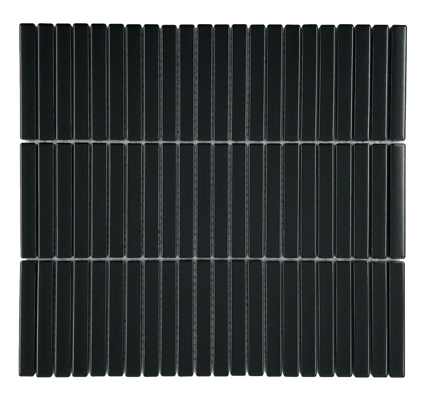 Vintage Stack Black Kit Kat Mosaic Tile Matte 12x92