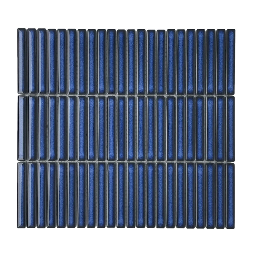 Vintage Stack Navy Kit Kat Mosaic Tile Gloss 12x92