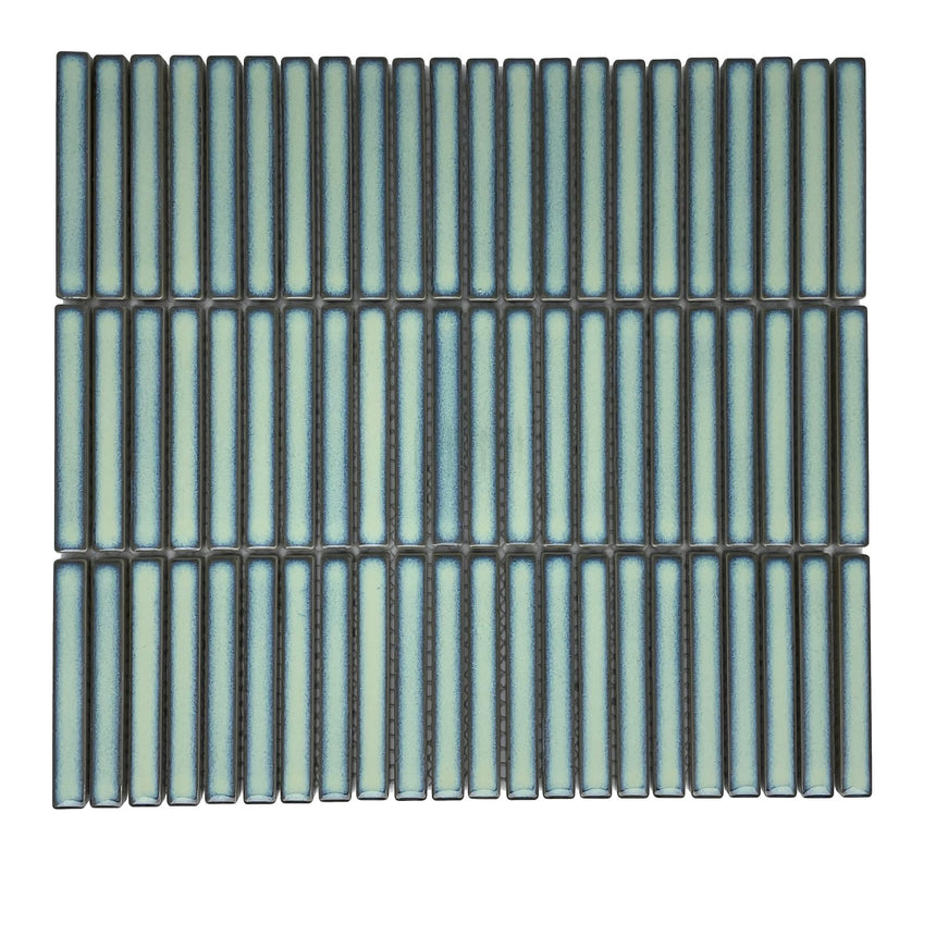 Vintage Stack Sage Kit Kat Mosaic Tile Gloss 12x92