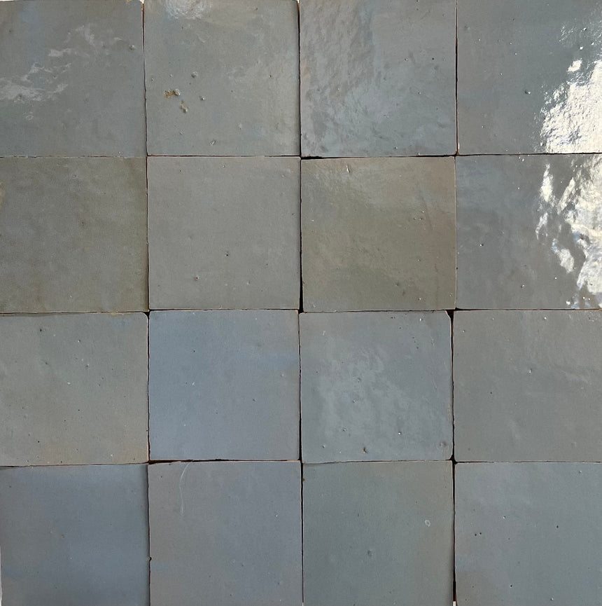 Zellige Pale Blue 100x100 Terracotta Square Moroccan Handmade Tile
