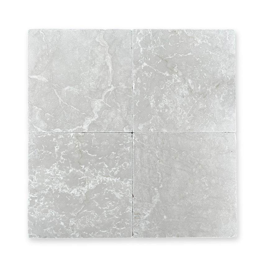 Botticino Tumbled Natural Stone Square Tile 150x150mm — authentic supplier photograph with neutral background and soft shadow