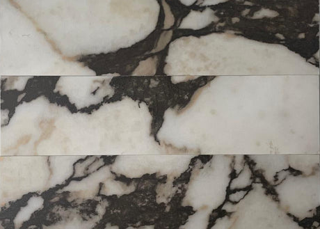 Calacatta Viola Marble Look 3D Textured 75x300mm Porcelain Subway Tile