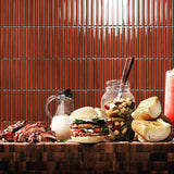 Concave Red Stack Mosaic Tile Gloss 299x296
