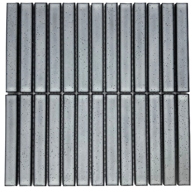 Concave Light Grey Stack Mosaic Tile Gloss 296x299