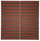 Concave Red Stack Mosaic Tile Gloss 299x296