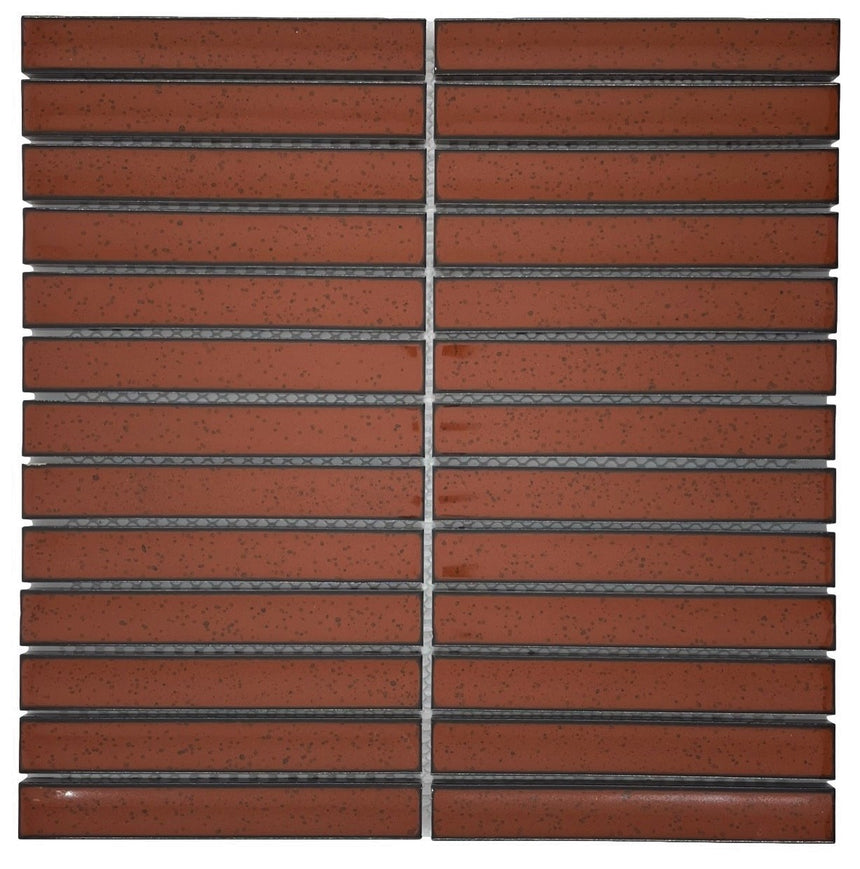 Concave Red Stack Mosaic Tile Gloss 299x296