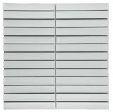 Concave White Stack Mosaic Tile Gloss 299x296
