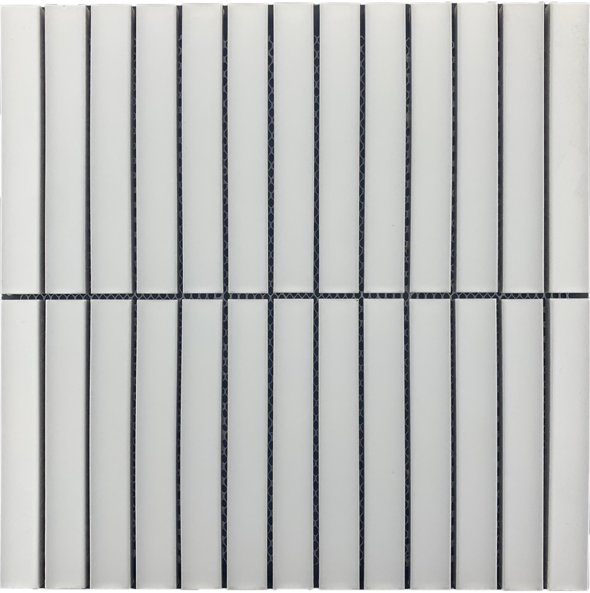 Concave White Stack Mosaic Tile Matte 299x296